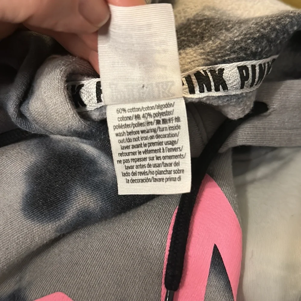 **SOLD ON MERCARI**PINK Victoria’s Secret tie-dyed cropped hoodie size small - Picture 6 of 8